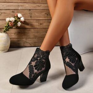 Chic Black Lace Ankle Booties